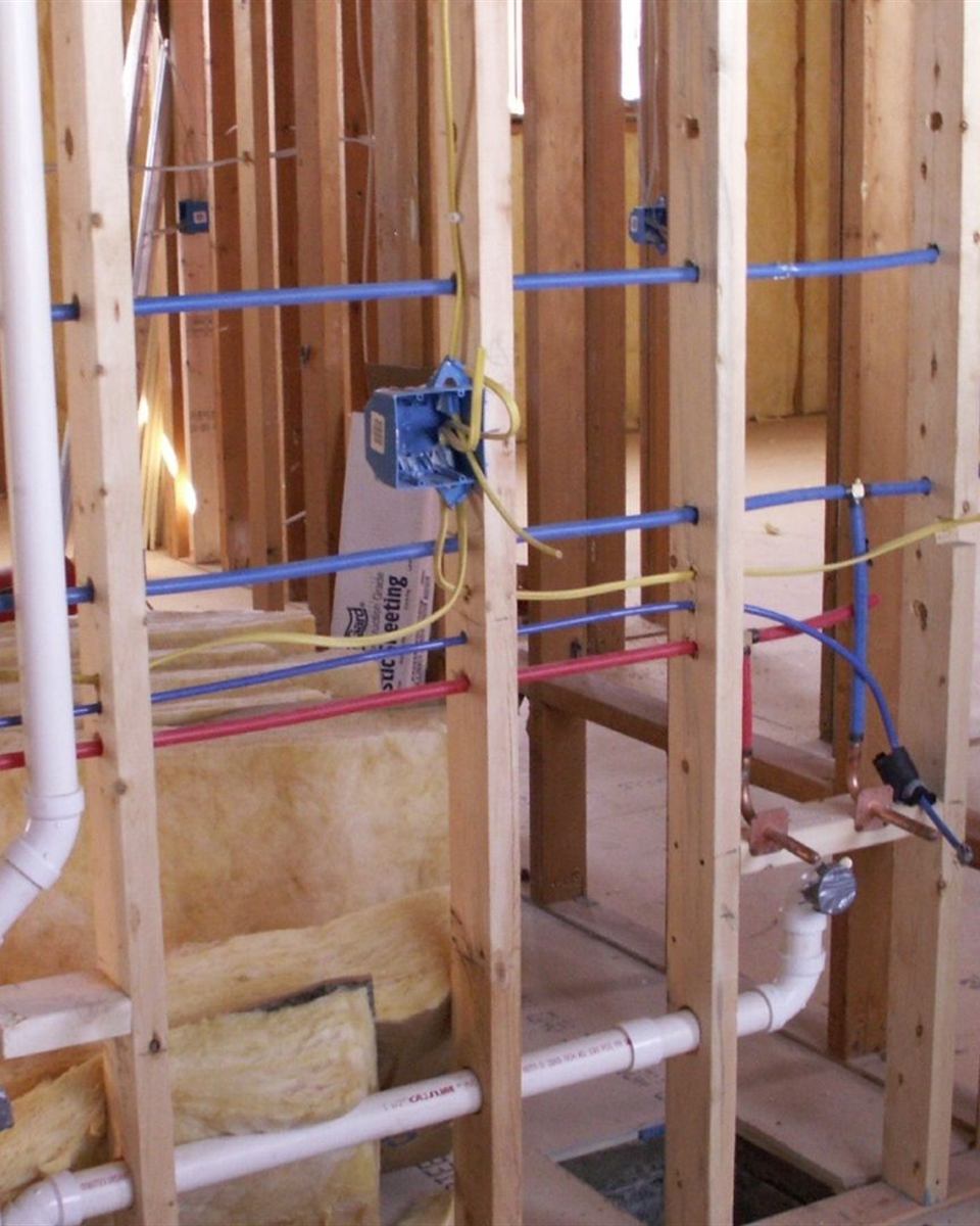 New rough-in plumbing installed for a bathroom remodel in Reidsville