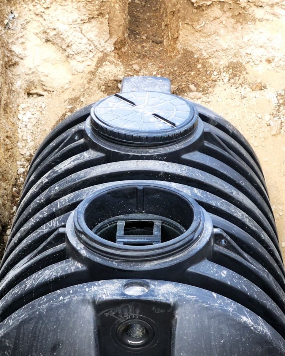 Check valve and float cords on a replaced effluent pump at a Caswell County septic system