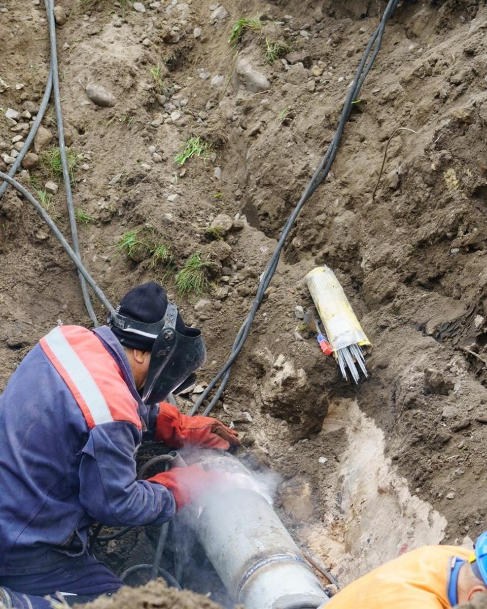 New PVC sewer pipe laid in a bedded trench at a Rockingham County home