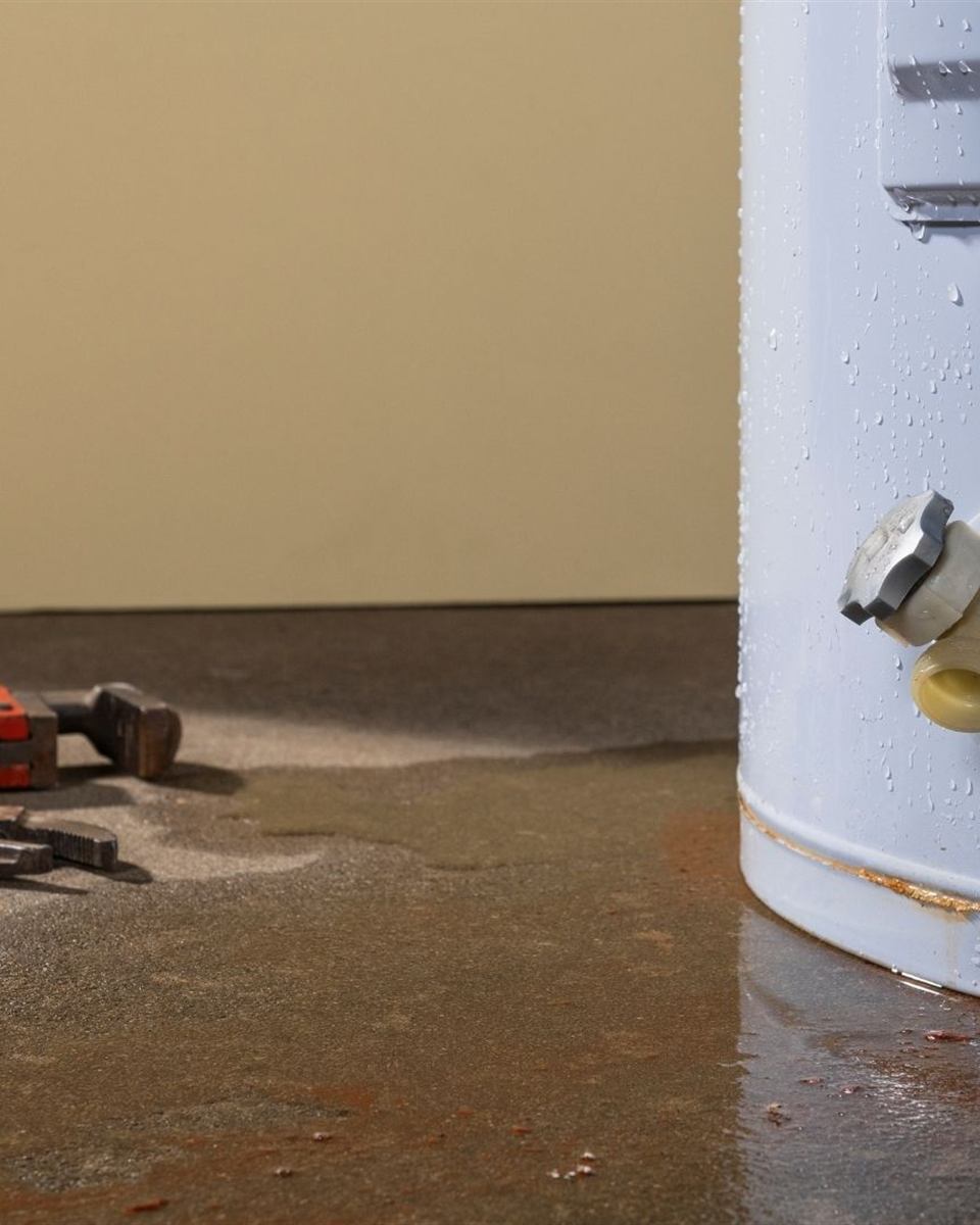 Plumber testing water heater heating elements and thermostat in a North Carolina utility closet